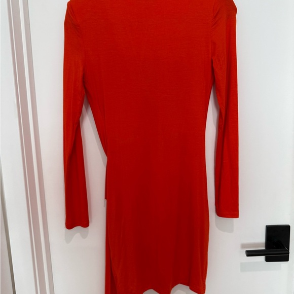 Red Orange Wrap Dress - Picture 4 of 4